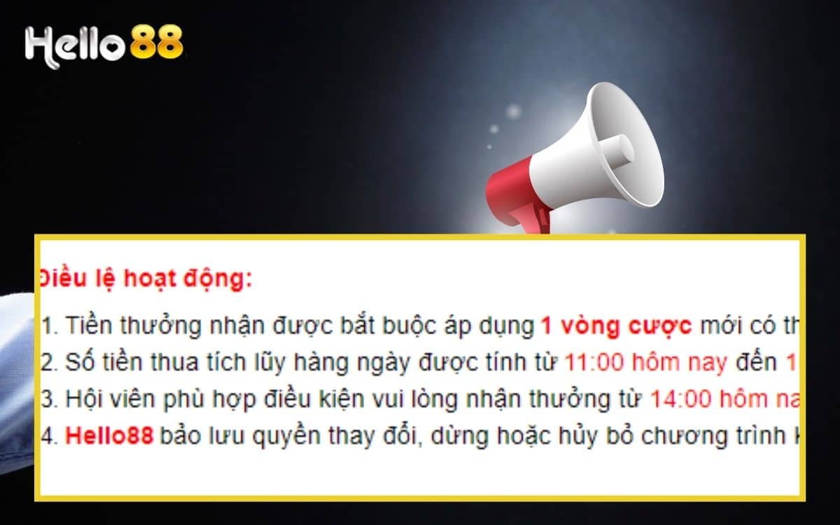 Điều lệ về sự kiện hoàn trả tối vốn 10 trong 4% ngày tại Helo88